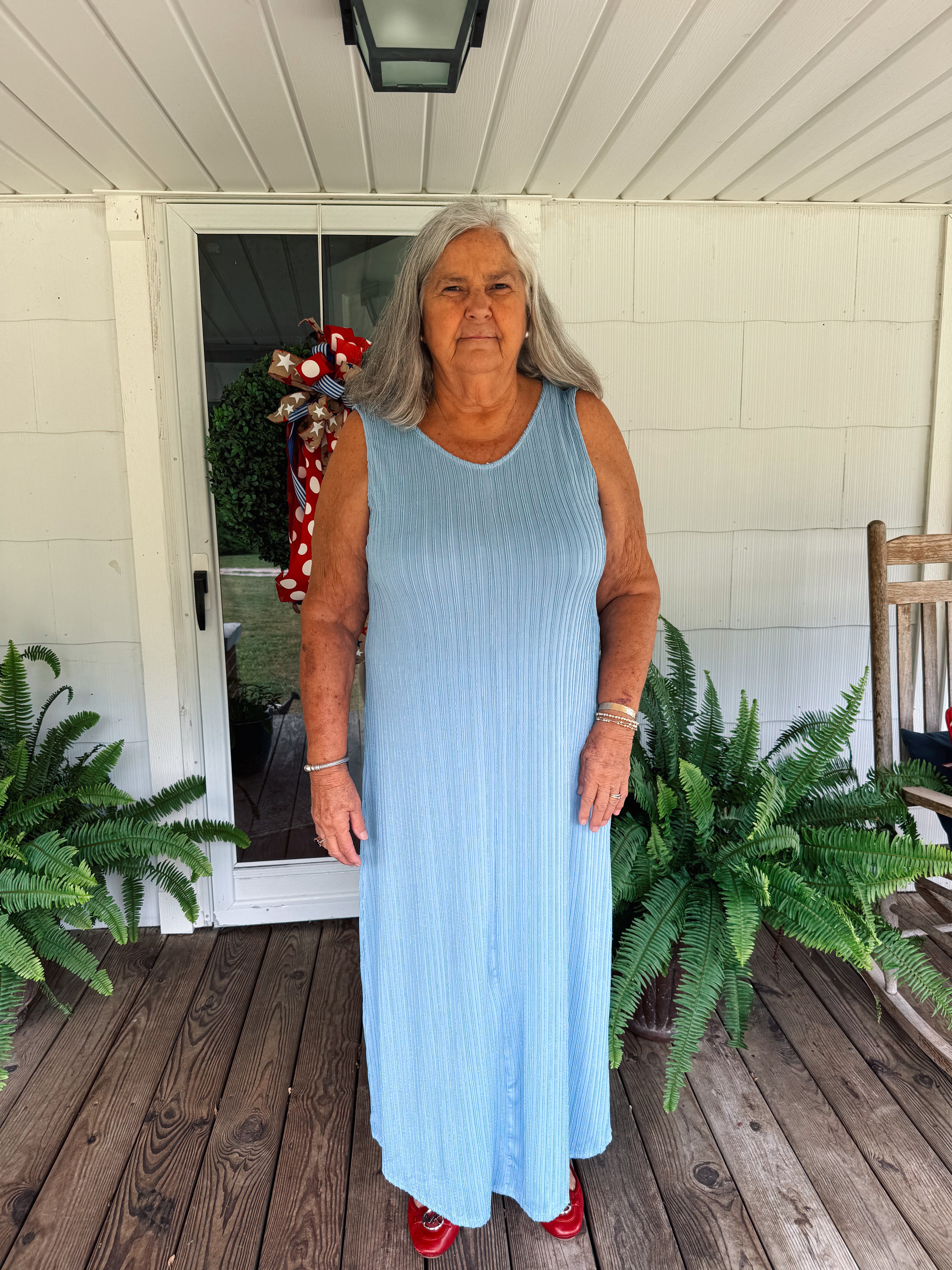 Ocean Blue Textured Maxi Dress