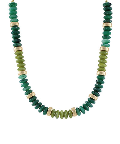 Olive & Gold Beaded Necklace