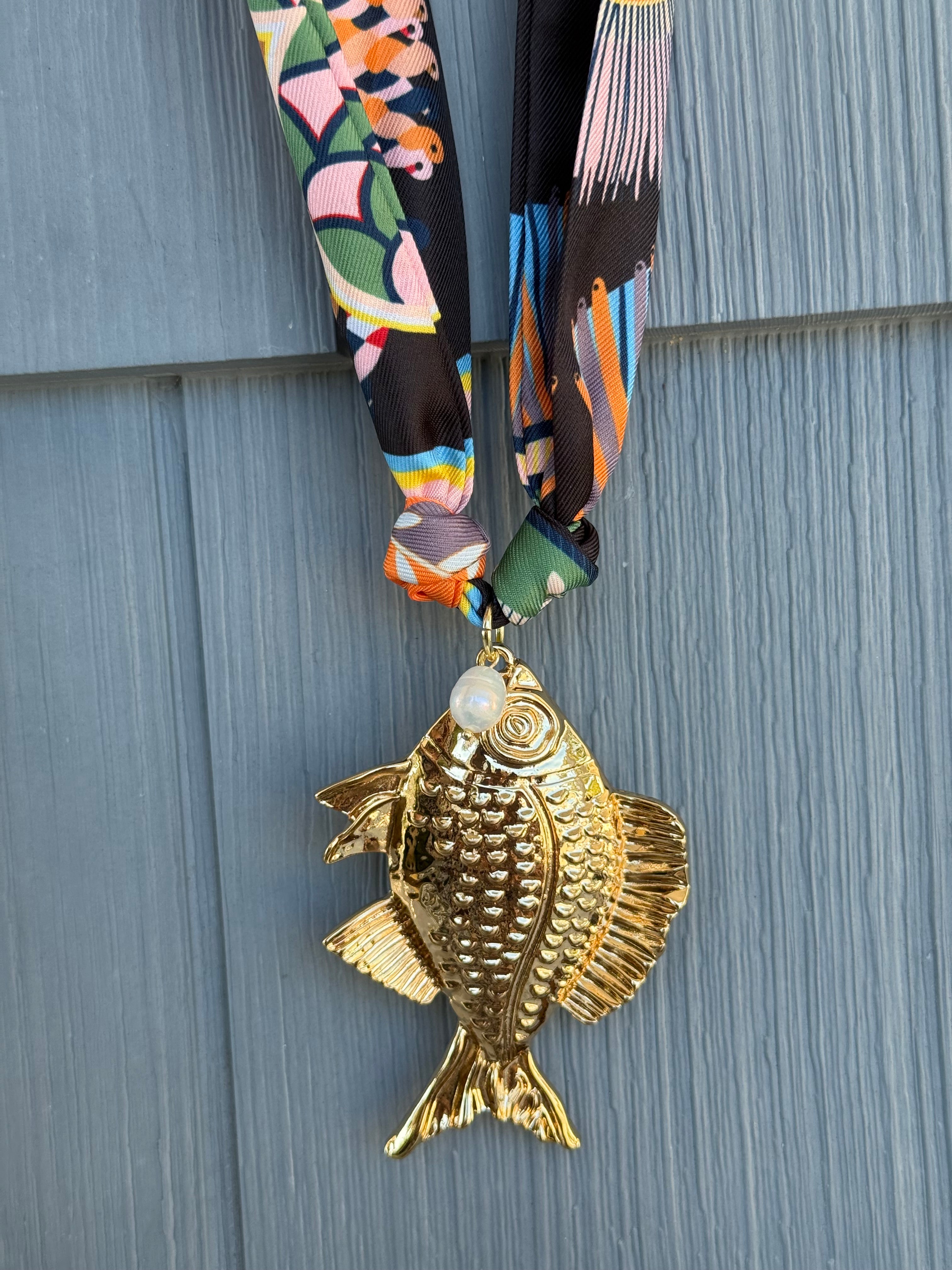 Fish Charm Scarf Necklace