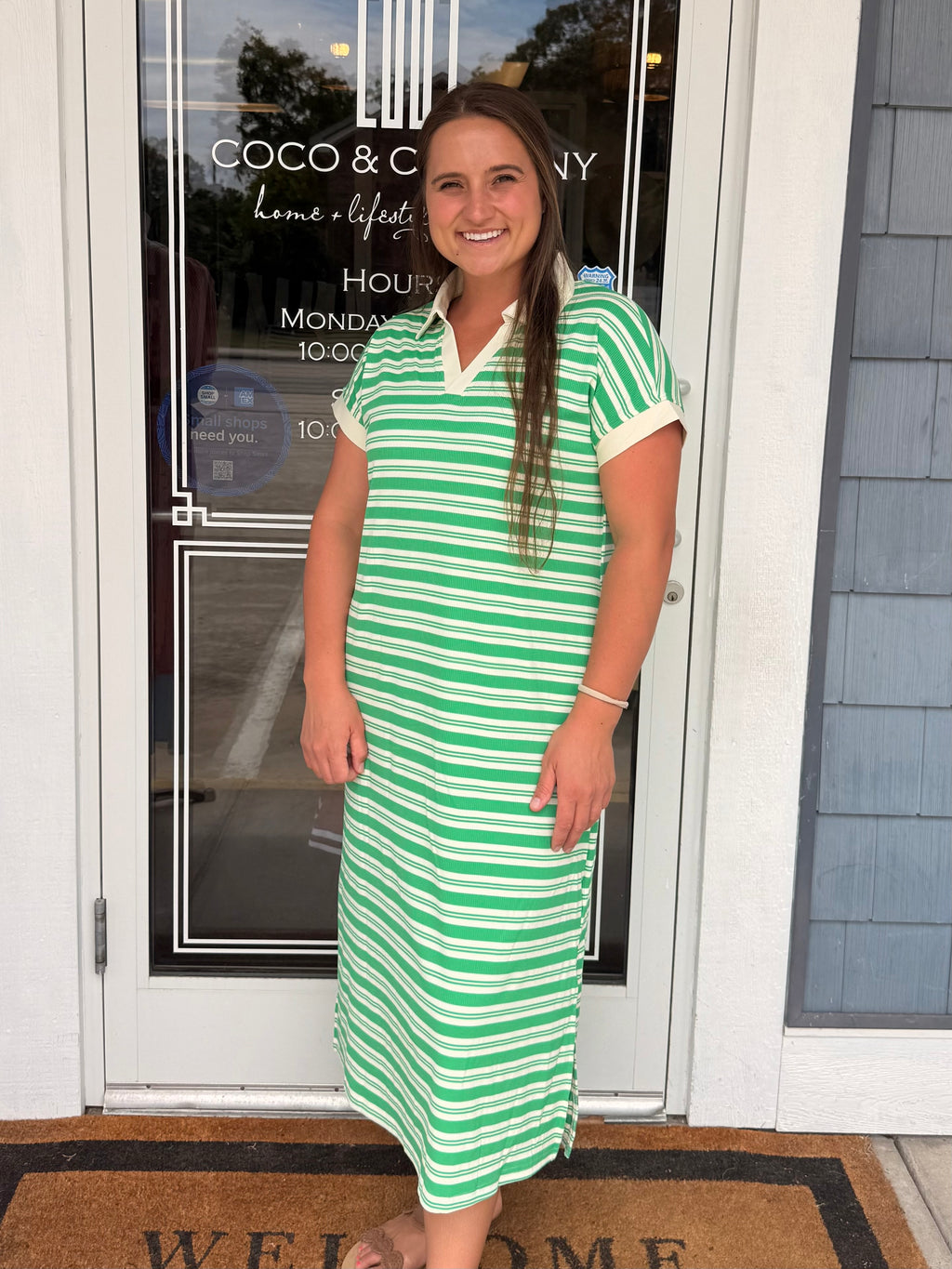 Green Stripe Midi Dress