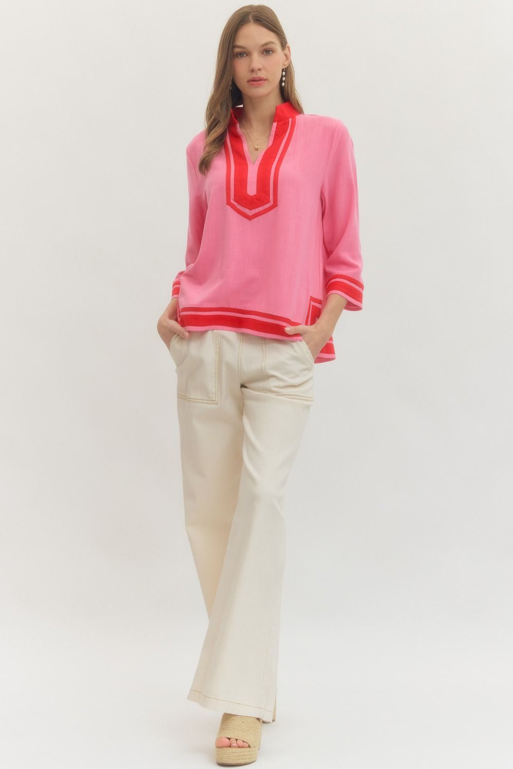 Pink & Red Contrast Top SHIPS OR PICKUP FROM COCO 2/23/26