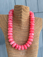 Chunky Rondelle Bead Necklace Light Coral