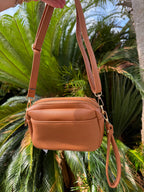 Tan Luna Petite Luxe Pebble Vegan Leather Crossbody Bag