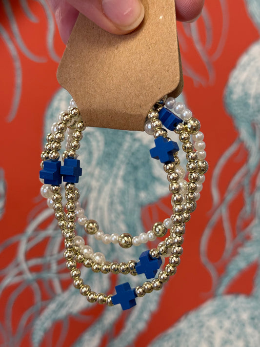 Royal Blue Beaded Bracelet Set
