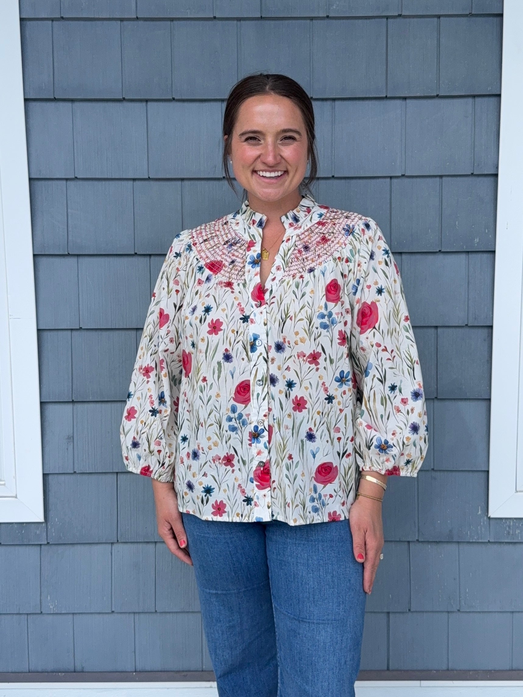 Cream Floral Pattern Top