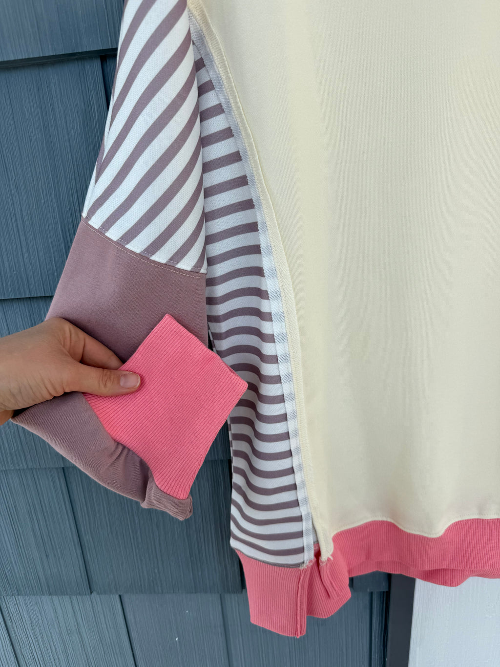Tan, Pink & Brown Cozy Top