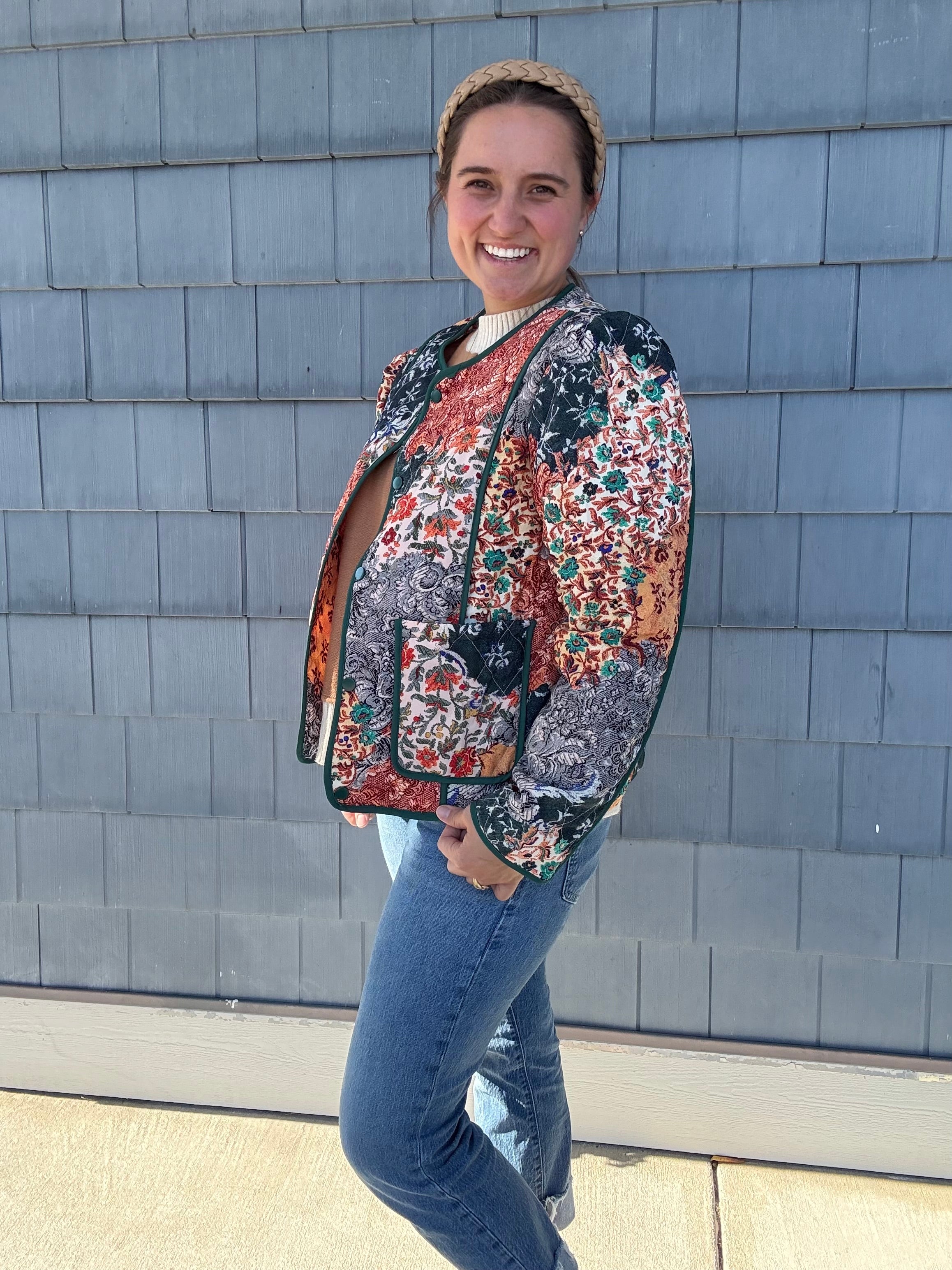 Navy Patchwork Quilted Jacket