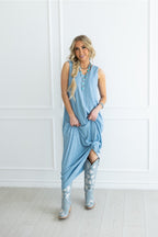 Ocean Blue Textured Maxi Dress