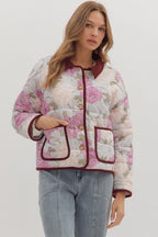 Mauve Floral Quilted Jacket SHIPS OR PICKUP FROM COCO 11/6/25
