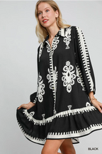 Black Two Tone Abstract Mini Dress