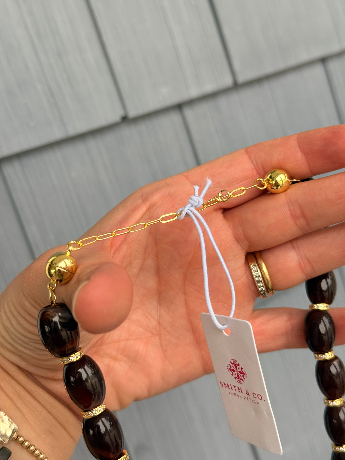 Chunky Magnetic Link Necklace- Dark Brown- Smith & Co.