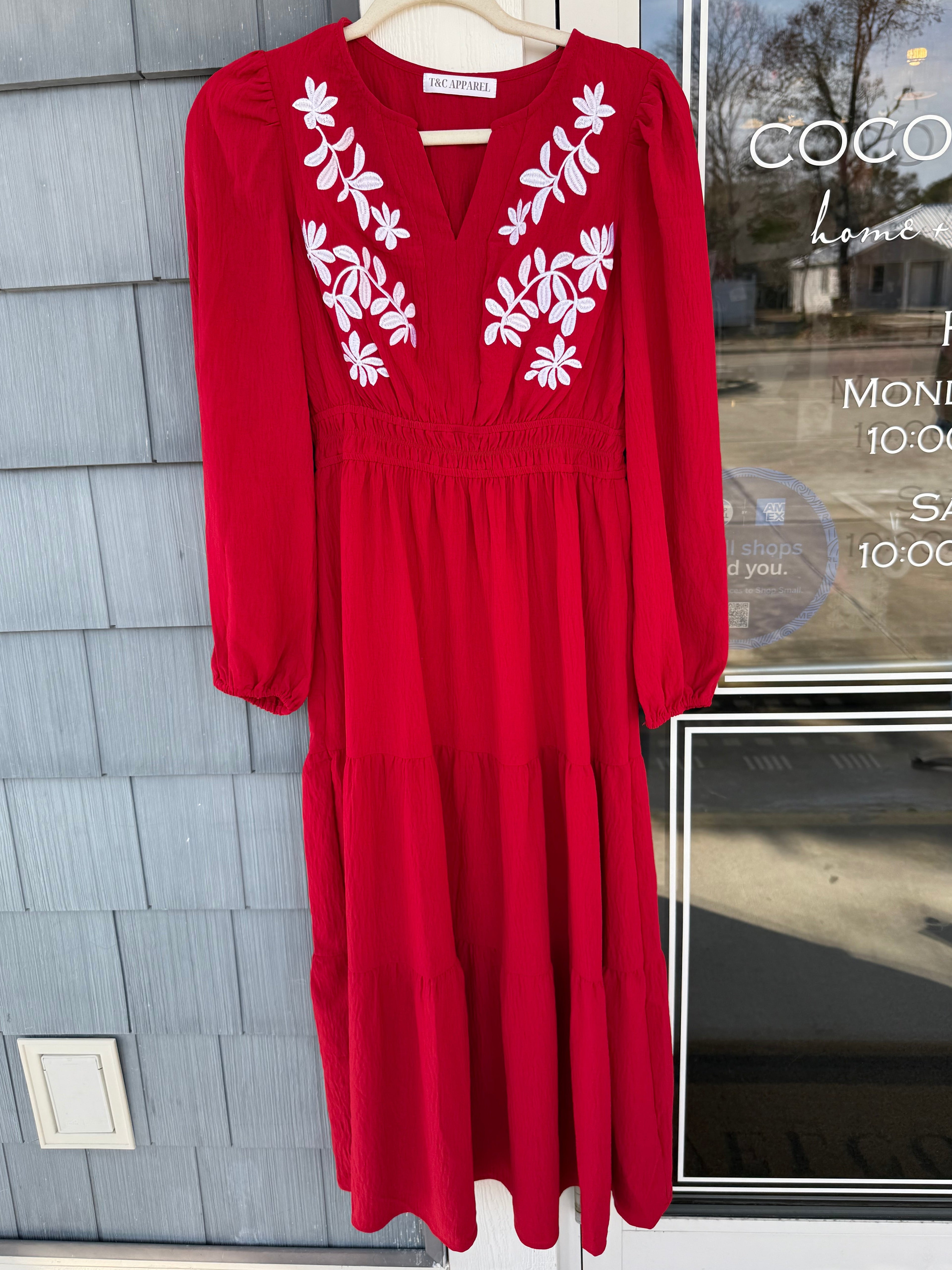 Red Maxi Embroidered Dress