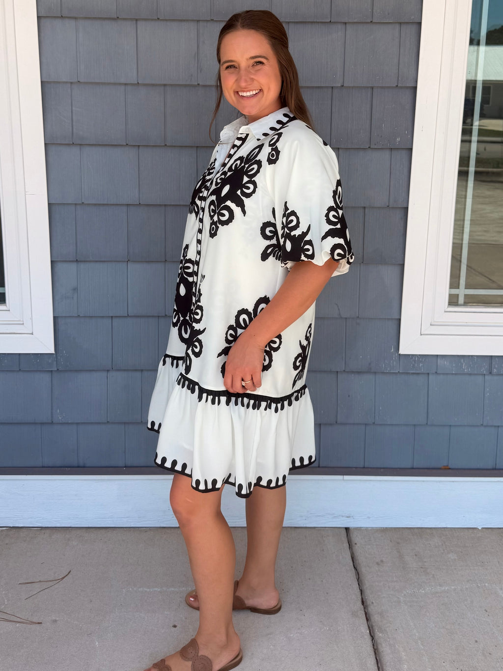 Off White Bold Print Mini Dress