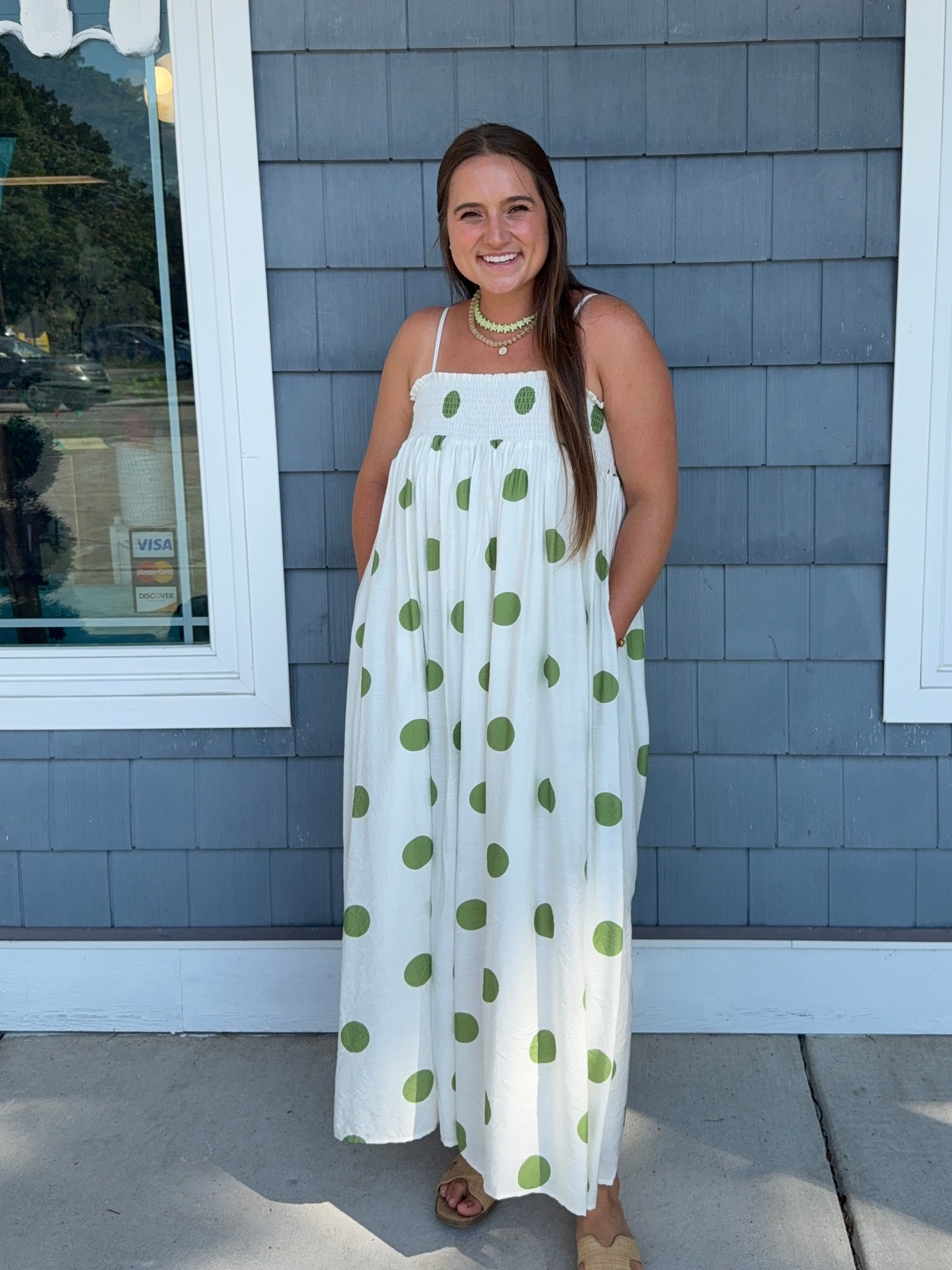 Green Polka Dot Maxi Dress