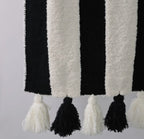 Blue Striped Tassel Luxe Home Blanket