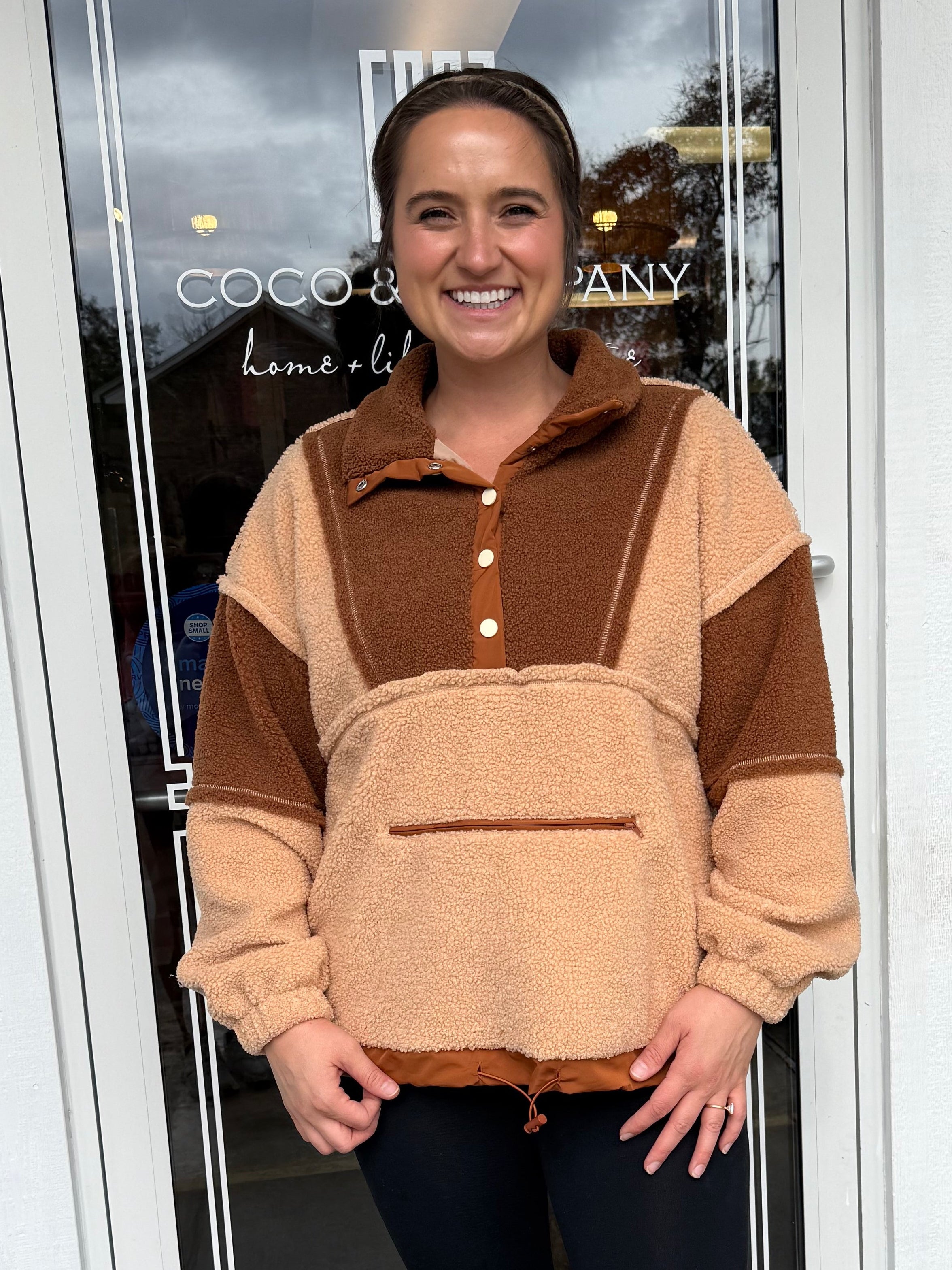 Tan Color Block Brown & Tan Color Block Pullover – COCO & Company