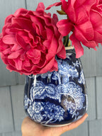 Large Blue Floral Hand Painted Vase
