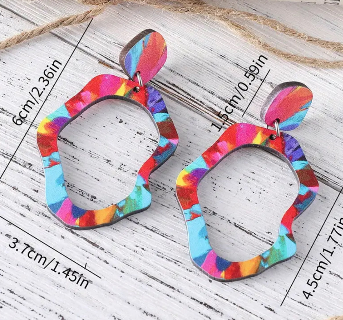 Rainbow Wooden Drop Earrings