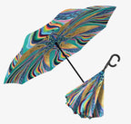 Ettavee "Rainbow Riviera 1" Reverse Inverted Umbrella - Hands-Free, Windproof Design