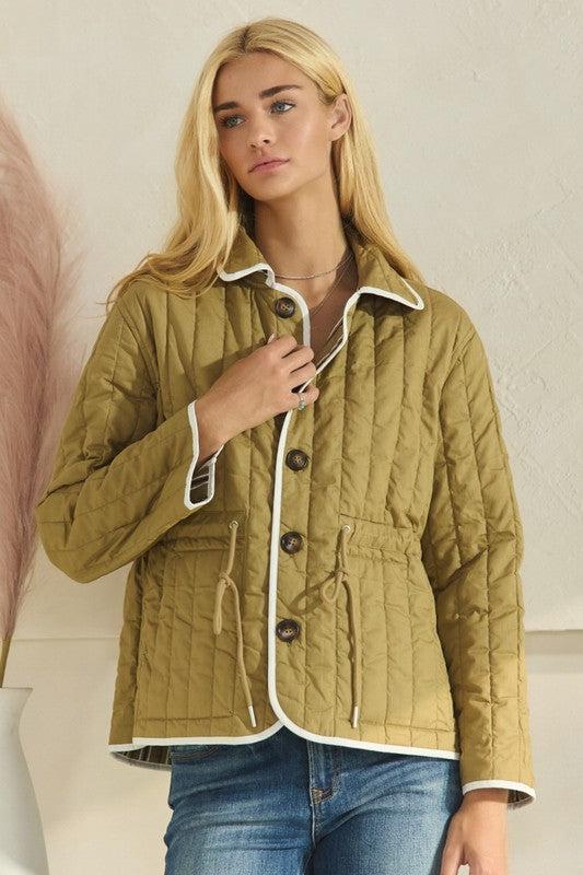Reversible Olive Quilted Jacket