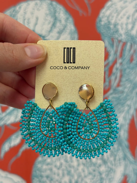 Aqua & Gold Beaded Earrings