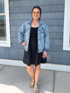 Black Knit Woven Dress