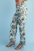 Preorder: Blue Floral Ankle Cropped Pants