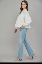 Lace Appliqué Mixed Media LS Blouse White