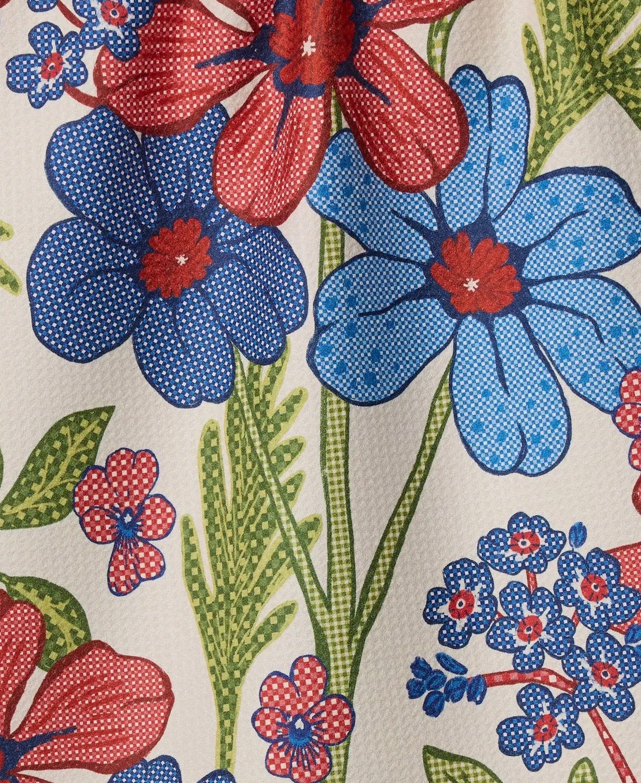 Plaid Floral Tea Towel Geometry
