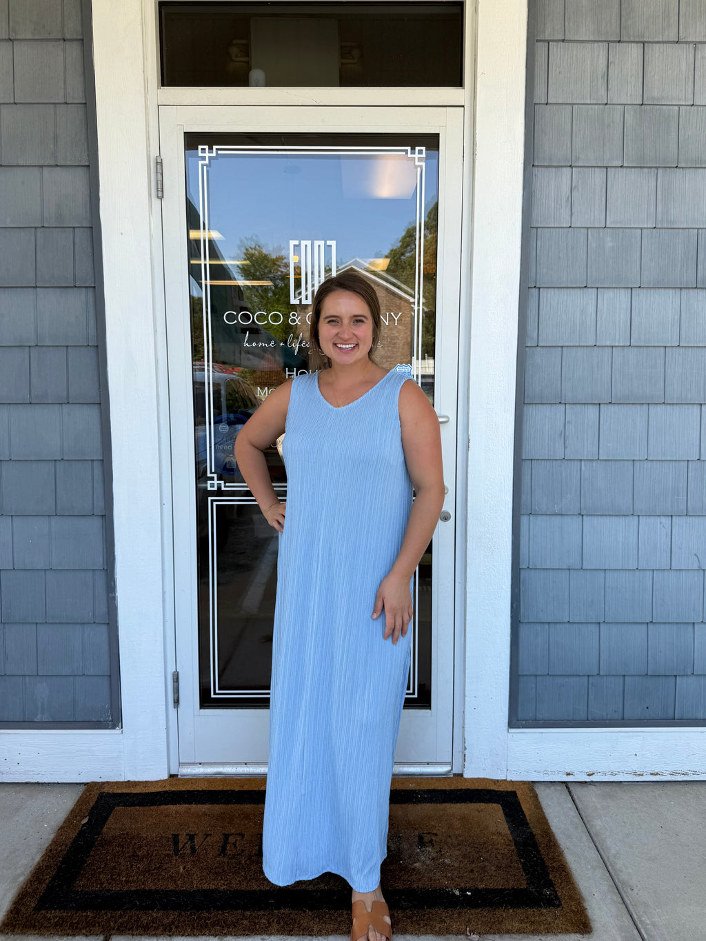 Ocean Blue Textured Maxi Dress