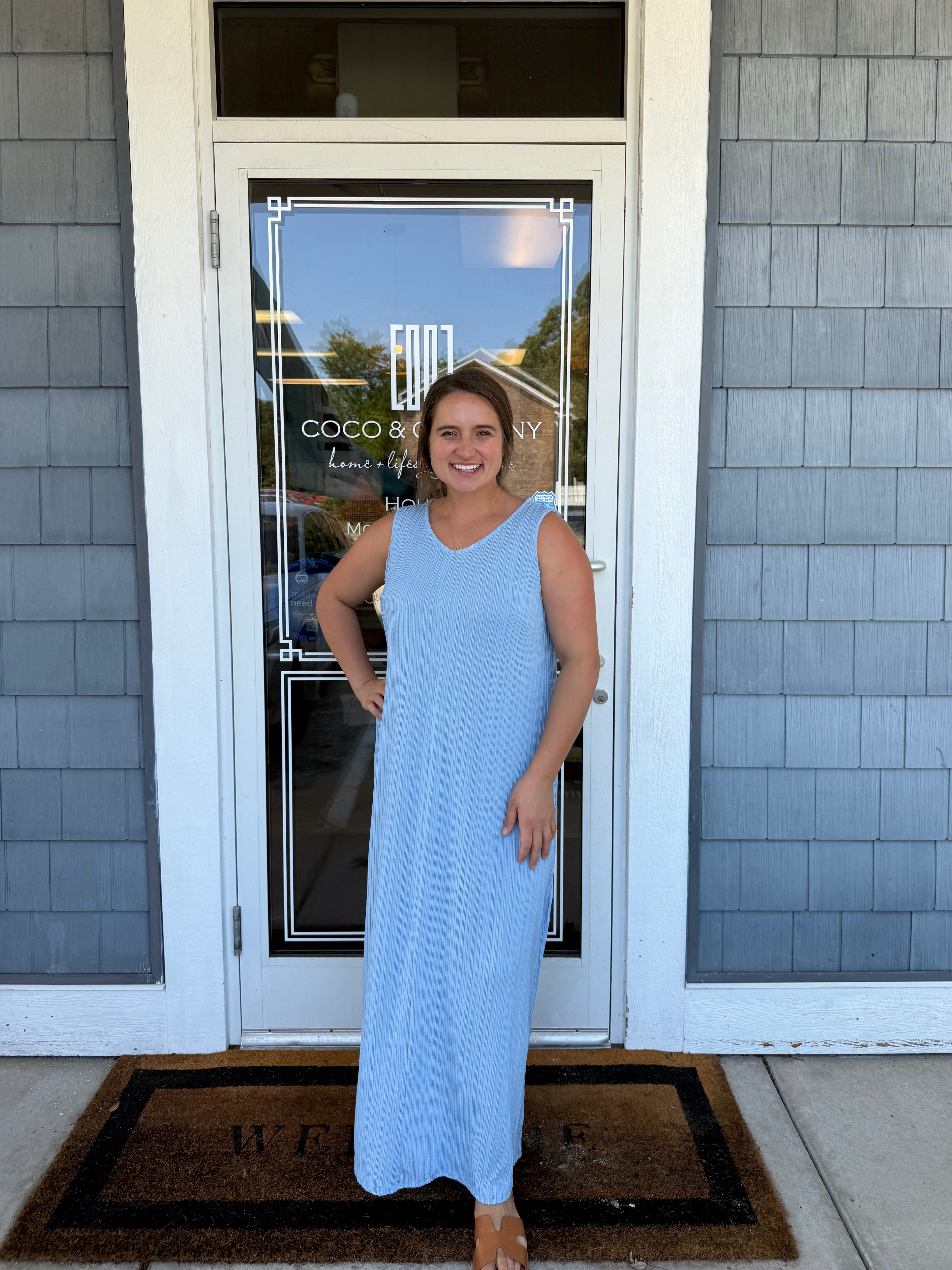 Ocean Blue Textured Maxi Dress