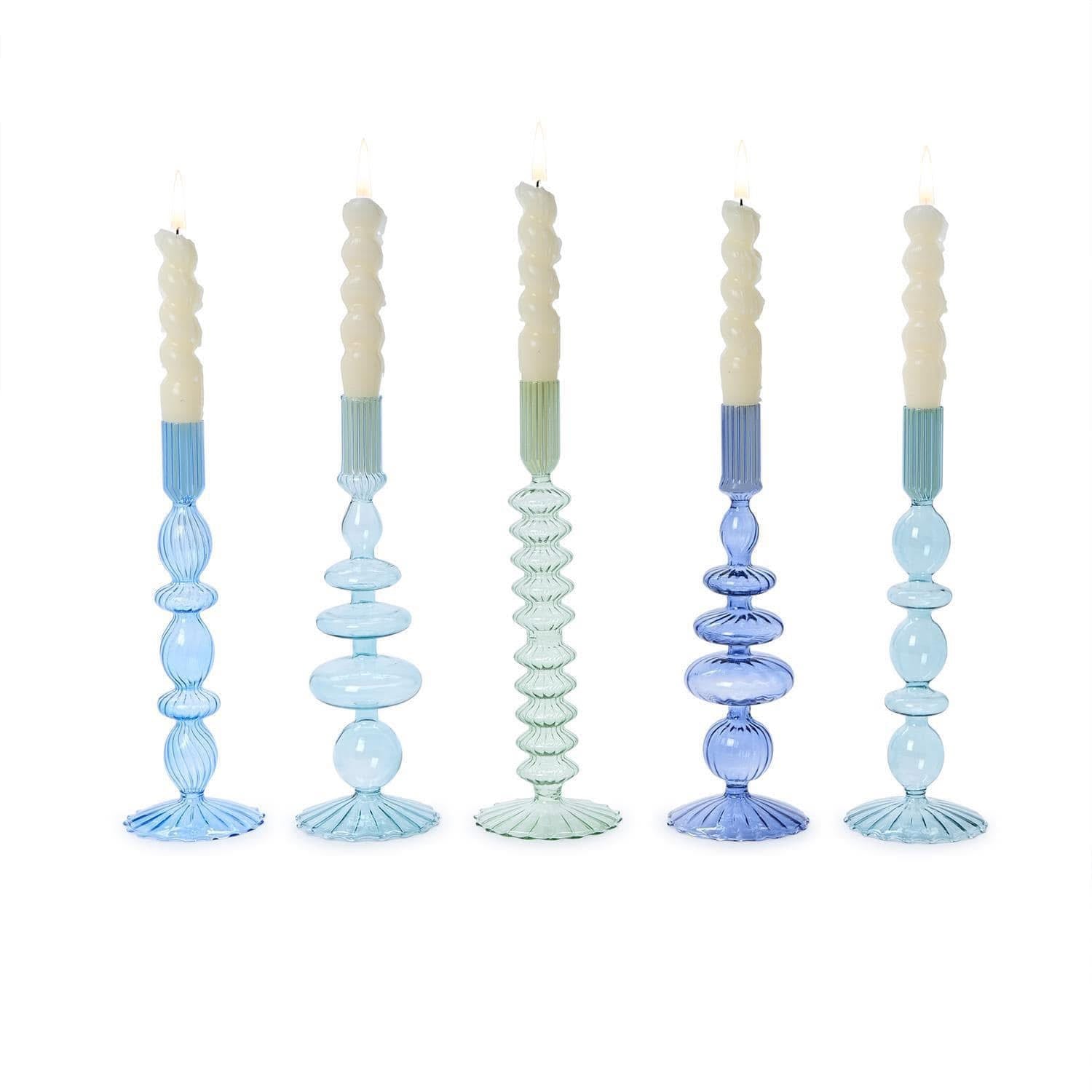 Blue Glass Candle Holders