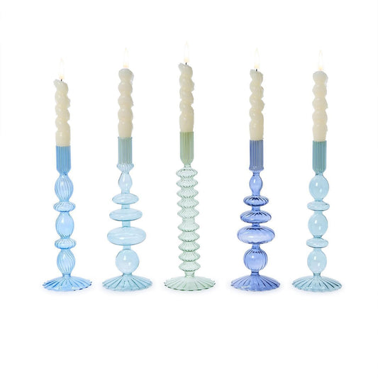 Blue Glass Candle Holders