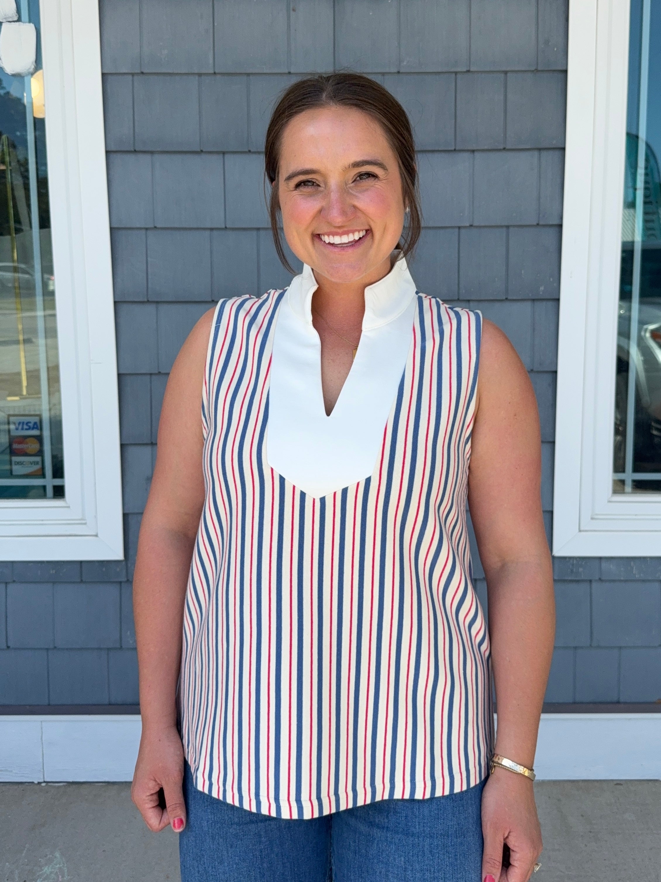 Striped Sleeveless Knit Top