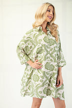 PREORDER: Green Oversized Button Down Shirt Dress