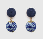 China Blue Thread Earrings