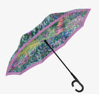 Monet Artist's Gardens At Giverny Reverse Inverted Umbrella - Hands-Free, Windproof Design