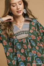 Green Floral Print Collar Blouse SHIPS OR PICKUP FROM COCO 10/10/25