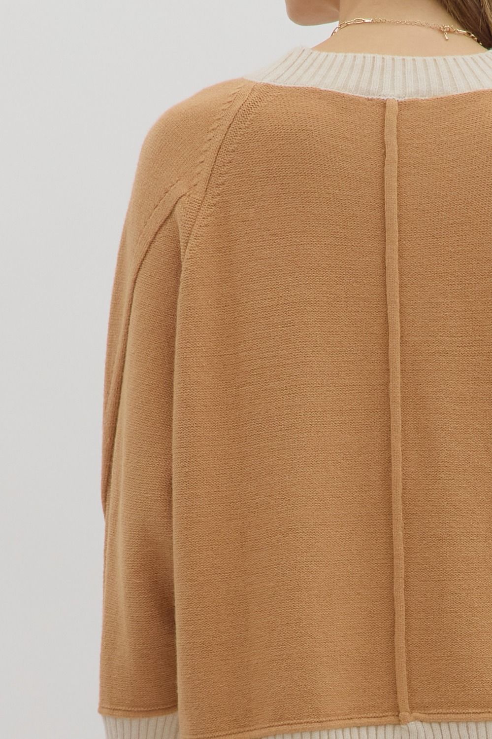 Camel Knit Contrast Sweater