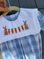 Blue Gingham Bunny Bib Bubble 12M