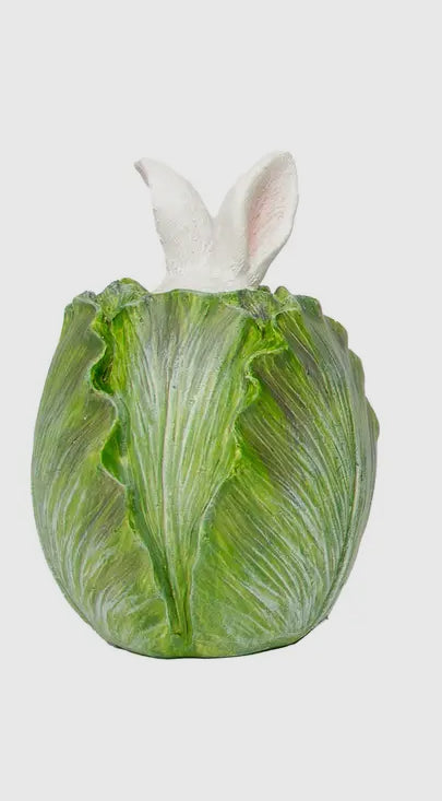 Hiding Cabbage Bunny: Ears 4” Resin