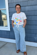 Blue Stripe Drawstring Jeans