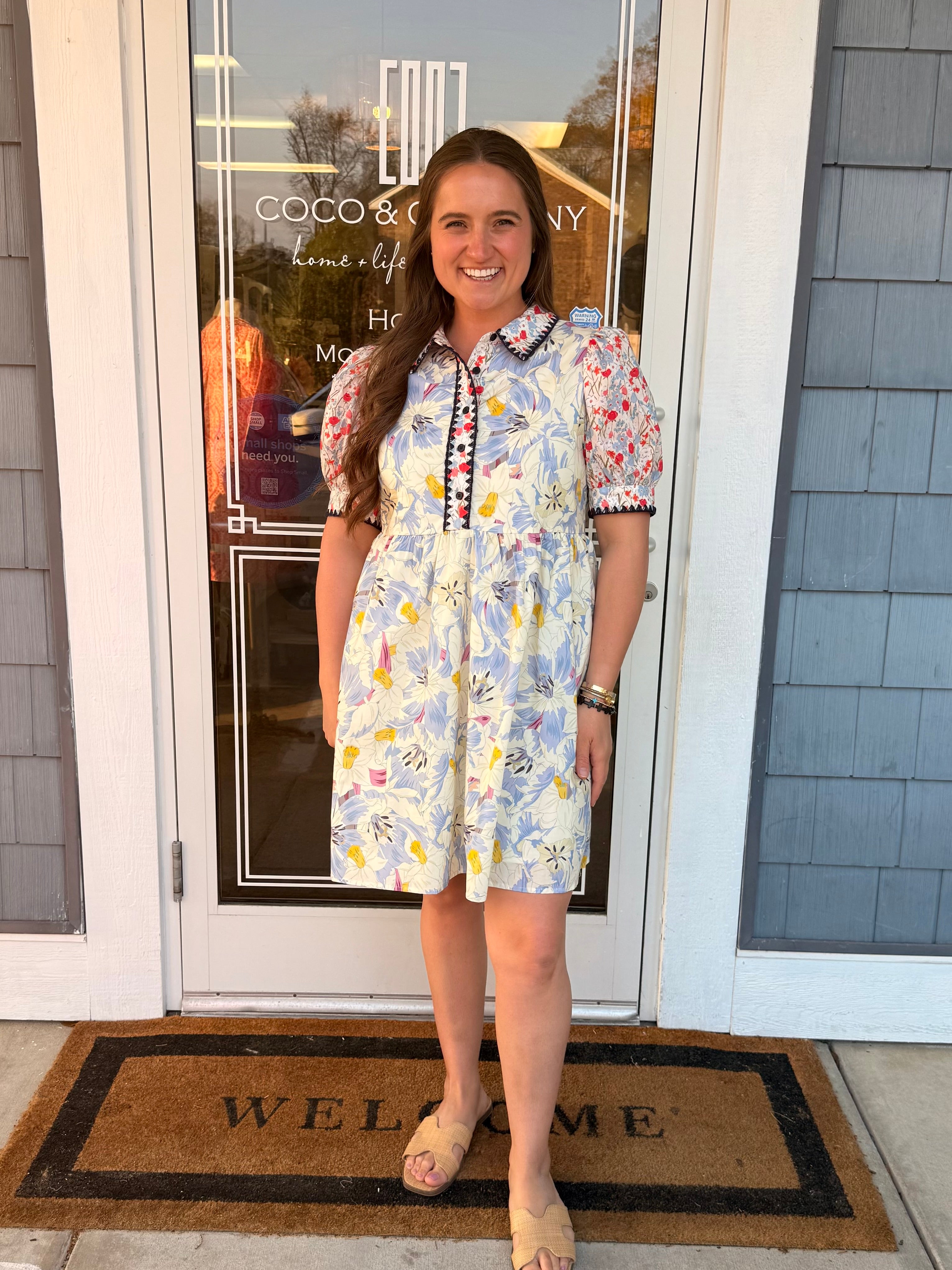 Periwinkle Floral Scallop Embroidery Dress