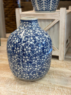Medium Blue & White Hand Painted Mini Flower Vase