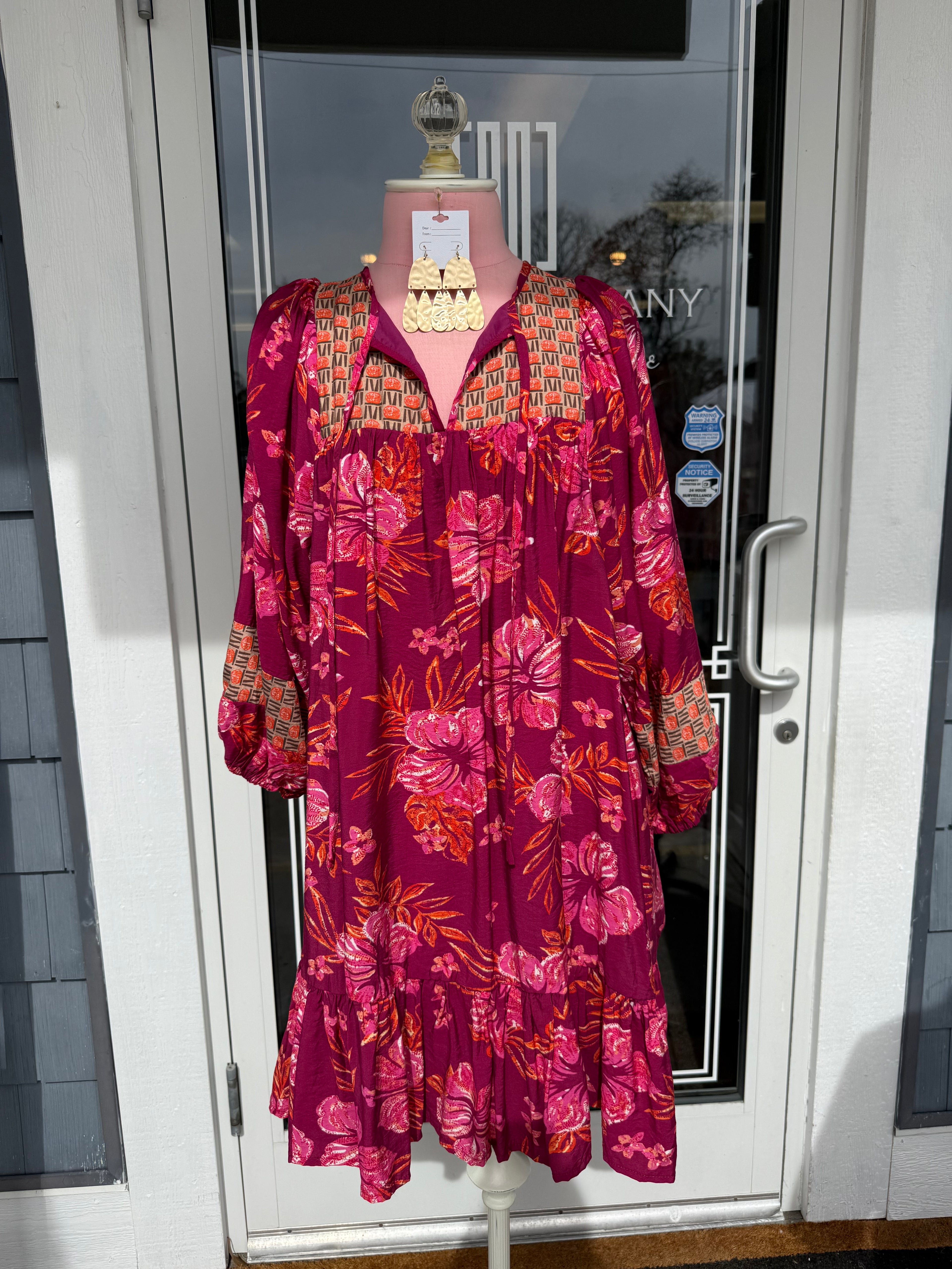 Hibiscus & Vine Merlot Mix Dress