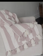 Blue Striped Tassel Luxe Home Blanket