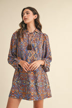 Steel Blue Brown Multi Mini Shirt Dress SHIPS OR PICKUP FROM COCO 10/15/25