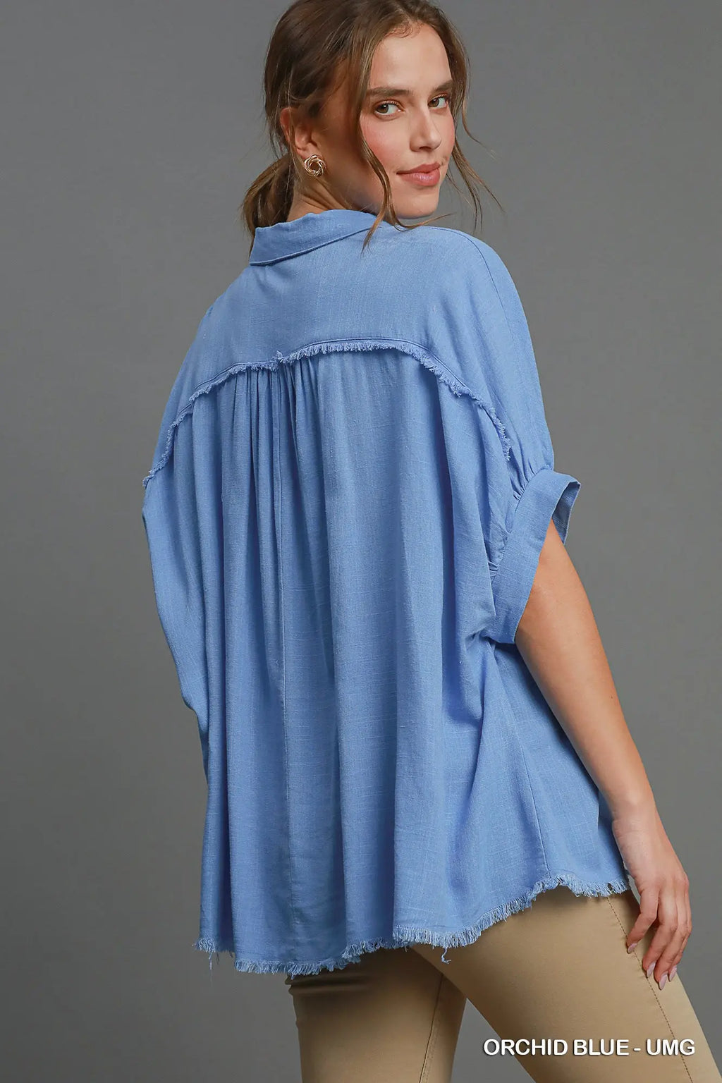 Orchid Blue Linen Button Down Shirt