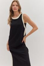 Black Sleeveless Midi Dress