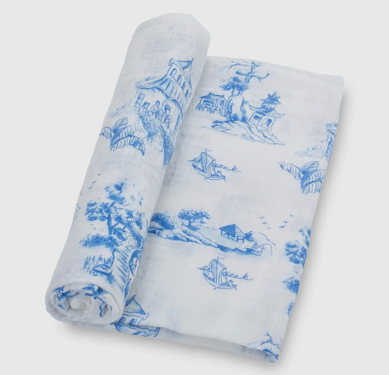 Hydrangea Chinoiserie Baby Swaddle Blanket Set